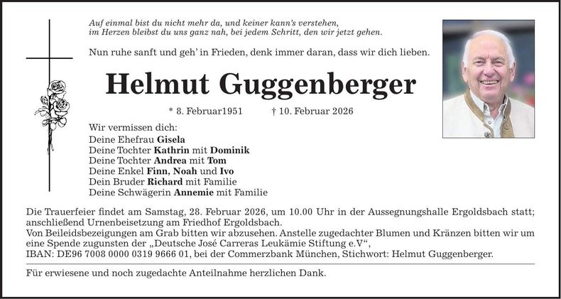 Traueranzeige Helmut Guggenberger