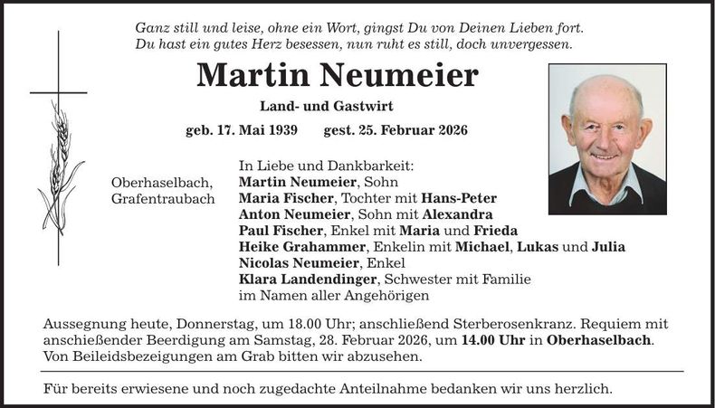 Traueranzeige Martin Neumeier