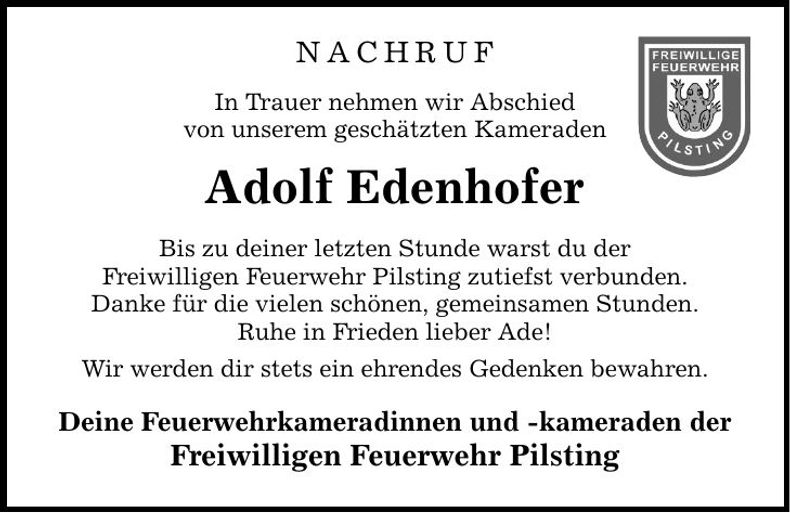 Traueranzeige Adolf Edenhofer