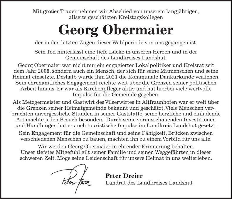 Traueranzeige Georg Obermaier