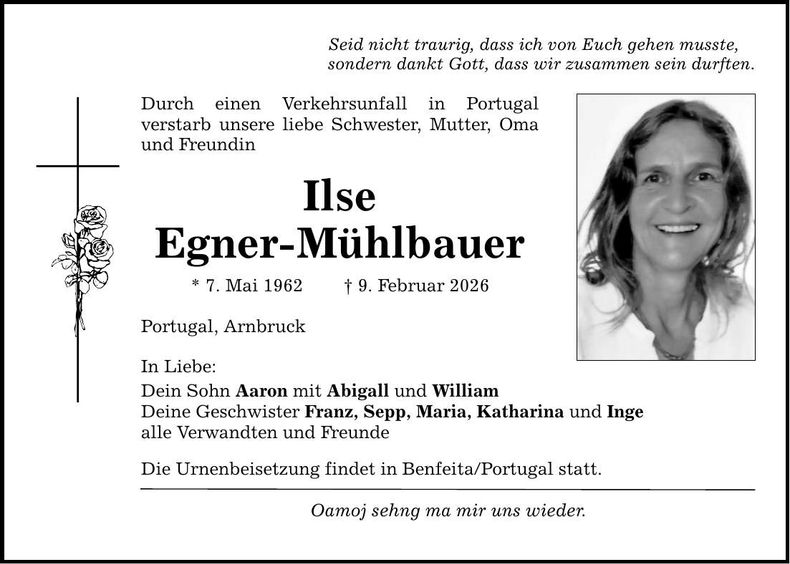 Traueranzeige Ilse Egner-Mühlbauer