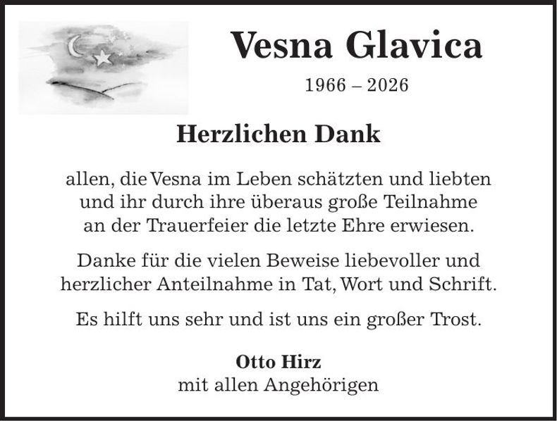 Traueranzeige Vesna Glavica