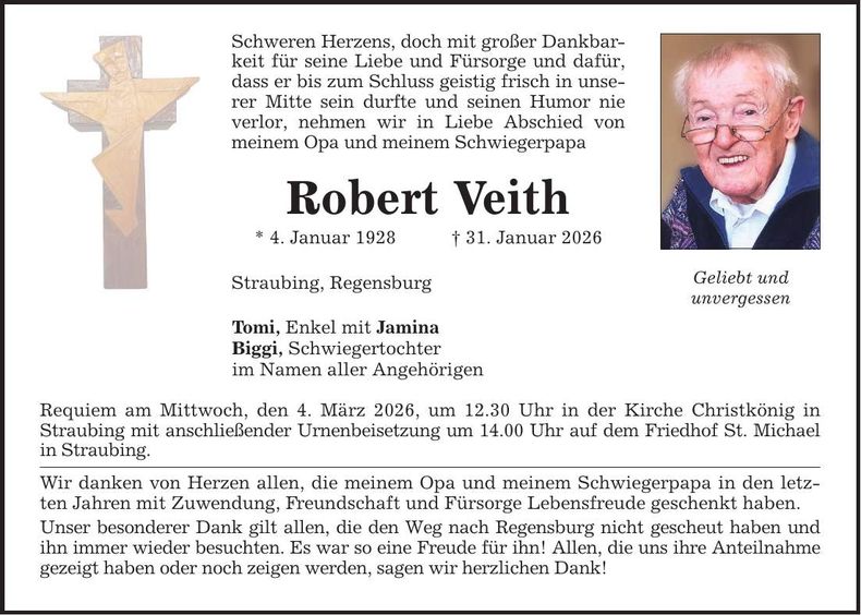 Traueranzeige Robert Veith