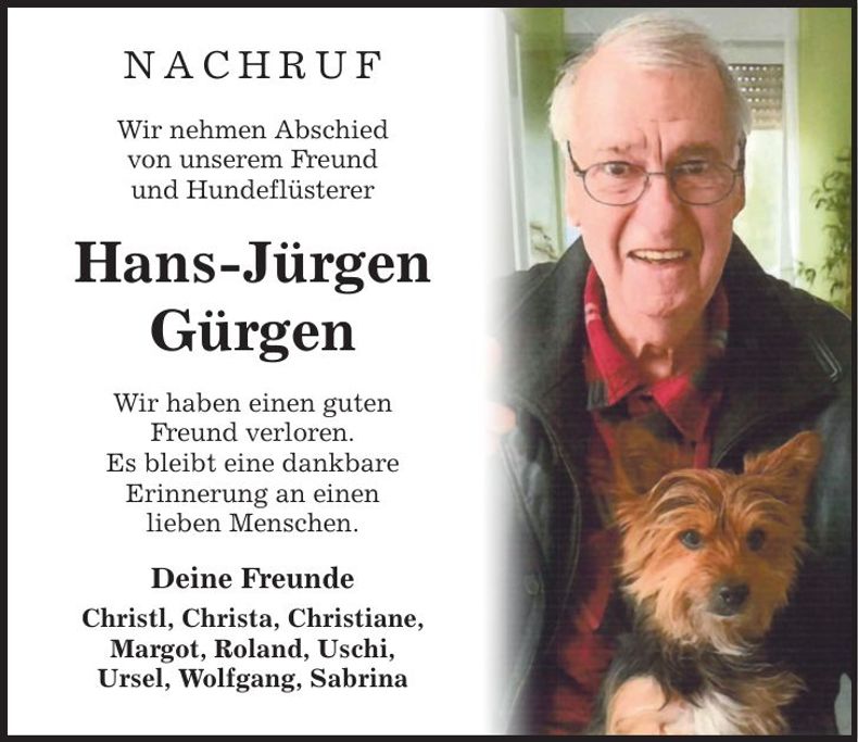 Traueranzeige Gürgen Gürgen