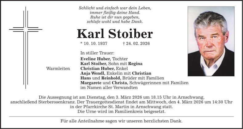 Traueranzeige Stoiber Stoiber