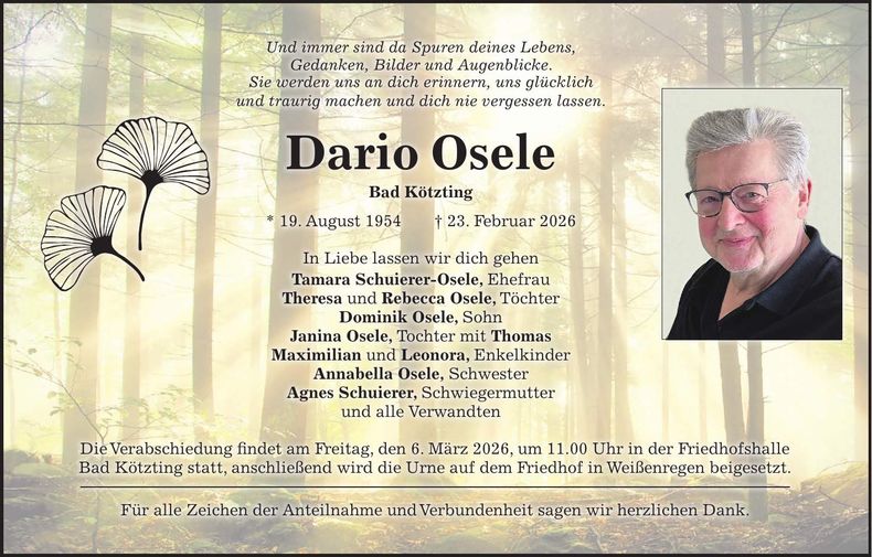 Traueranzeige Dario Osele