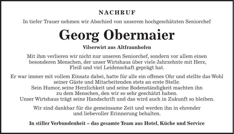 Traueranzeige Georg Obermaier