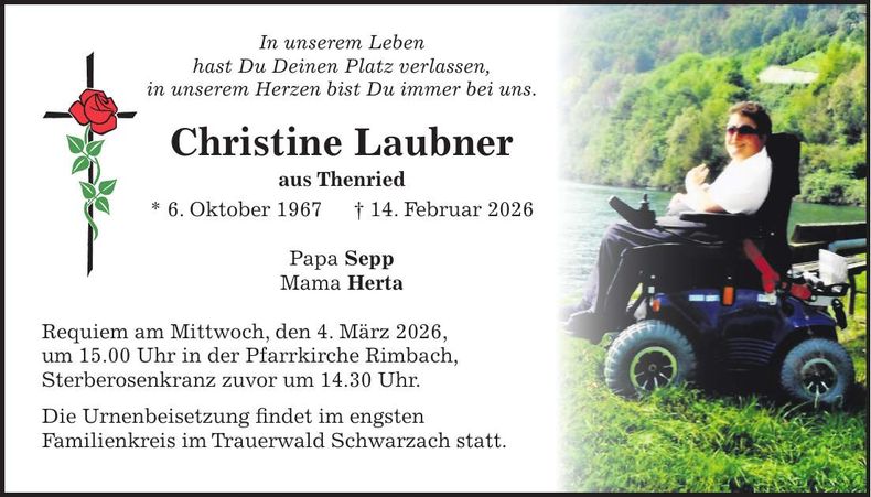 Traueranzeige Christine Laubner