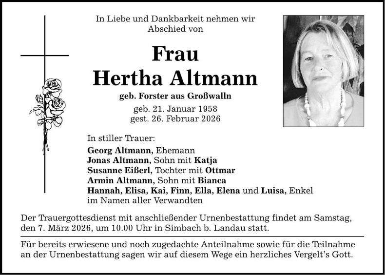 Traueranzeige Hertha Altmann