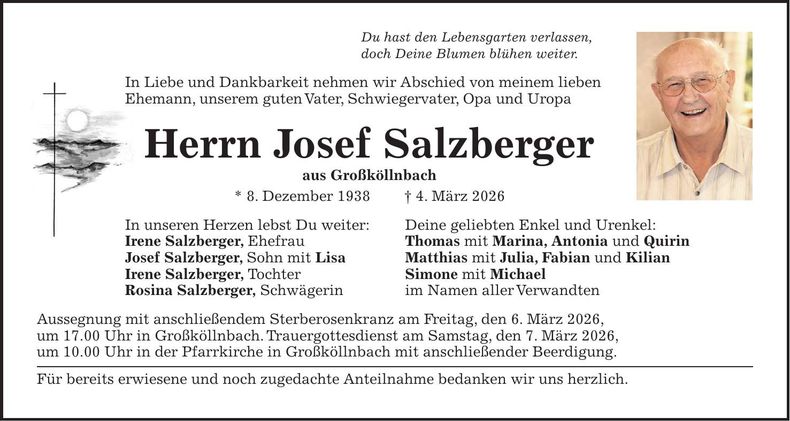 Traueranzeige Josef Salzberger