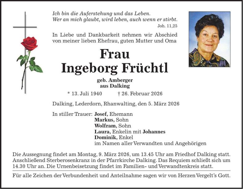 Traueranzeige Ingeborg Früchtl