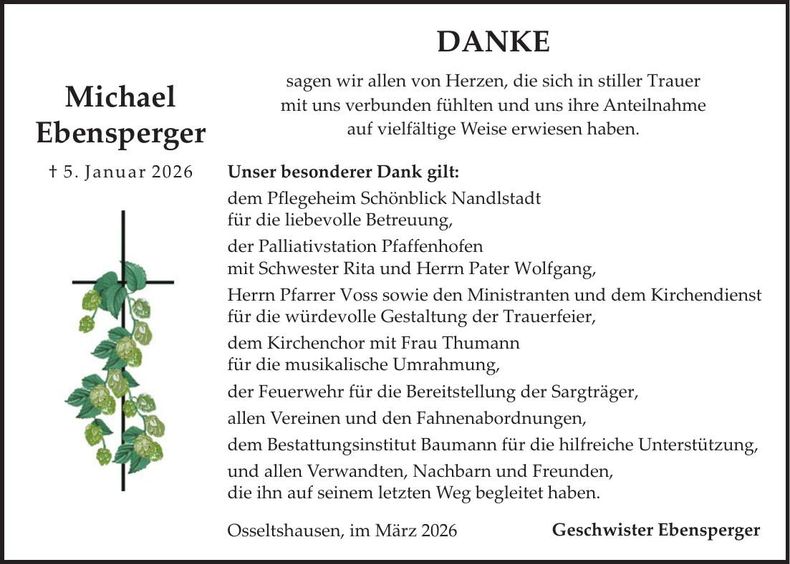 Traueranzeige Michael Ebensperger