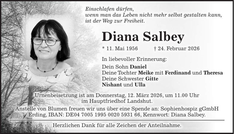 Traueranzeige Diana Salbey