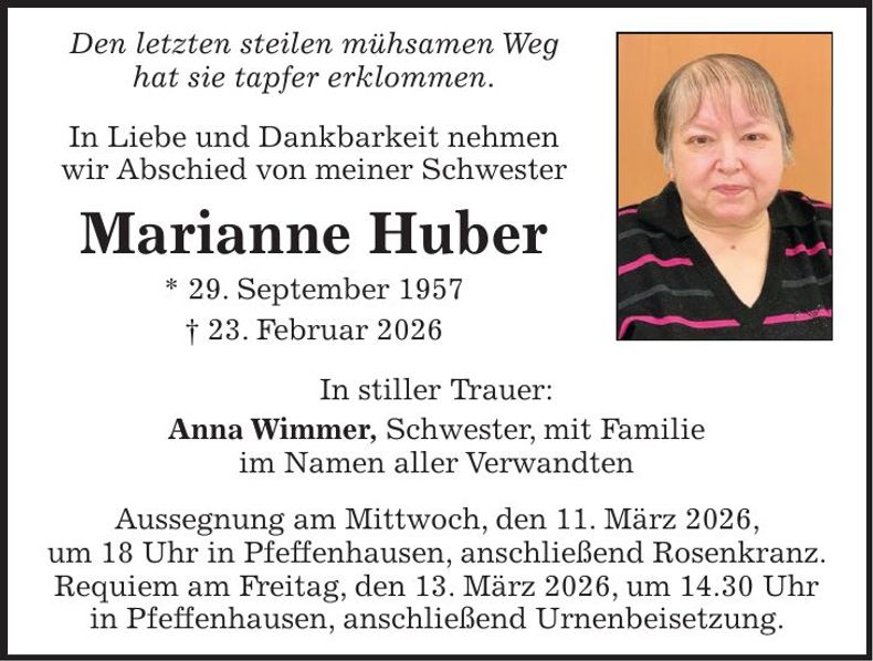 Traueranzeige Marianne Huber
