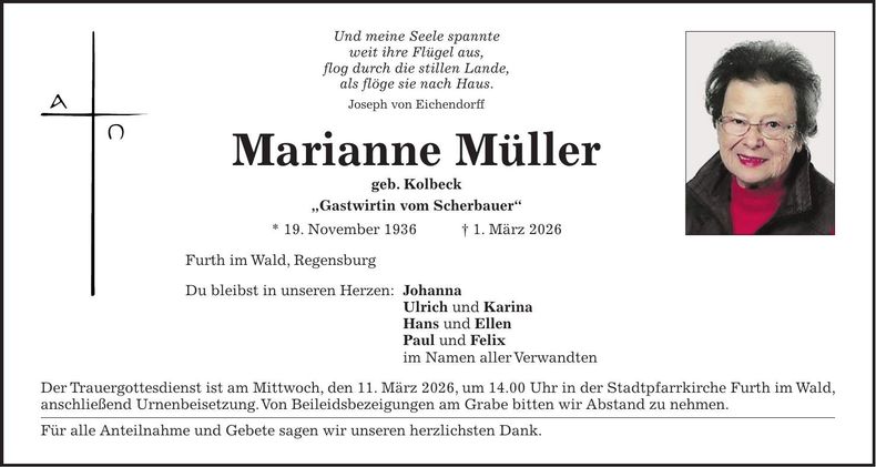Traueranzeige Marianne Müller