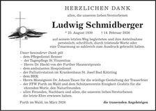 Traueranzeige Ludwig Schmidberger