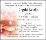 Traueranzeige Ingrid Retzlik