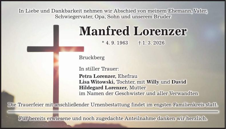 Traueranzeige Manfred Lorenzer