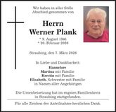 Traueranzeige Werner Plank