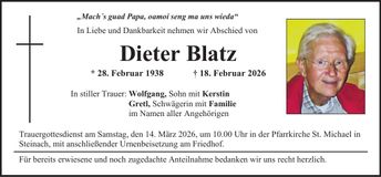 Traueranzeige Dieter Blatz
