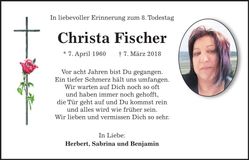 Traueranzeige Christa Fischer