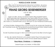 Traueranzeige Franz Georg Seisenberger