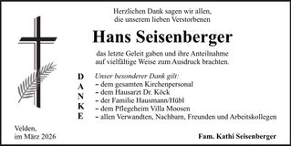 Traueranzeige Hans Seisenberger
