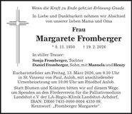 Traueranzeige Margarete Fromberger