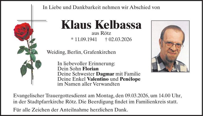 Traueranzeige Klaus Kelbassa