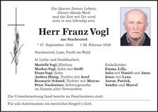 Traueranzeige Franz Vogl