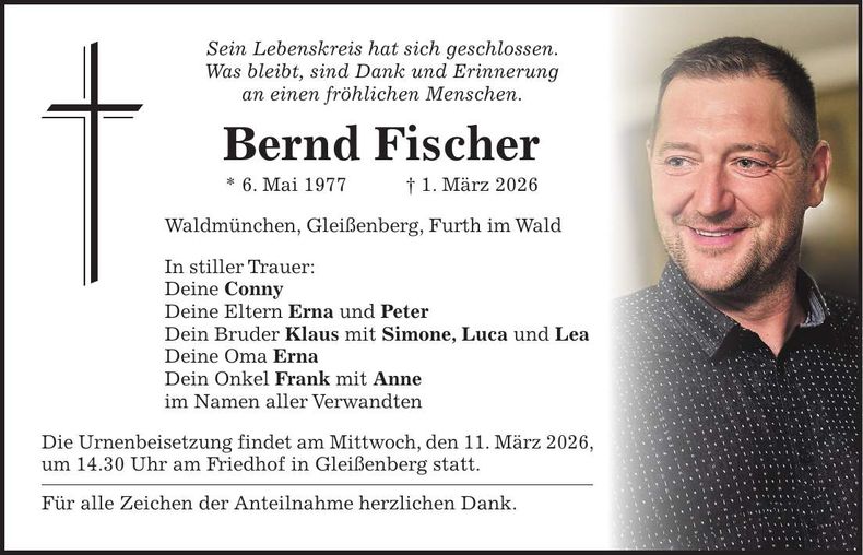 Traueranzeige Bernd Fischer