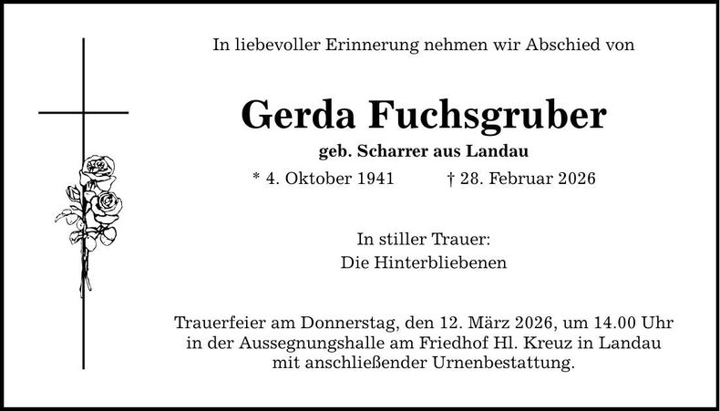 Traueranzeige Gerda Fuchsgruber