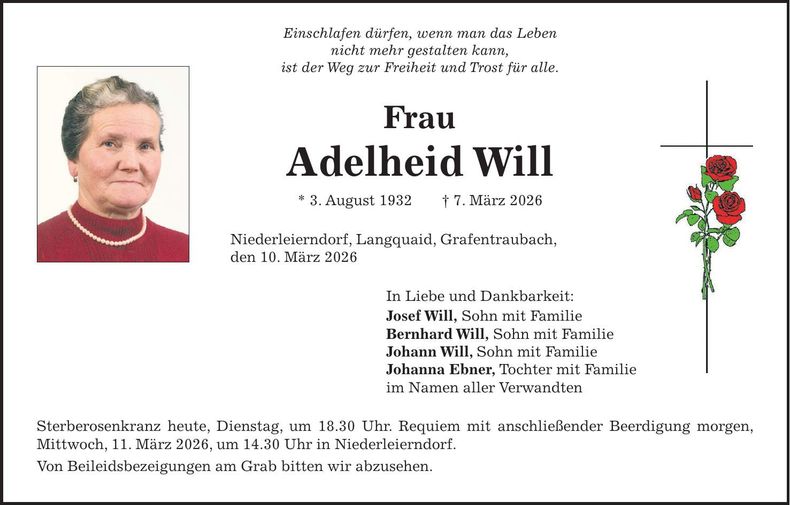 Traueranzeige Will Will