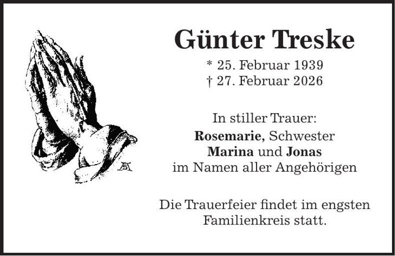 Traueranzeige Günter Treske