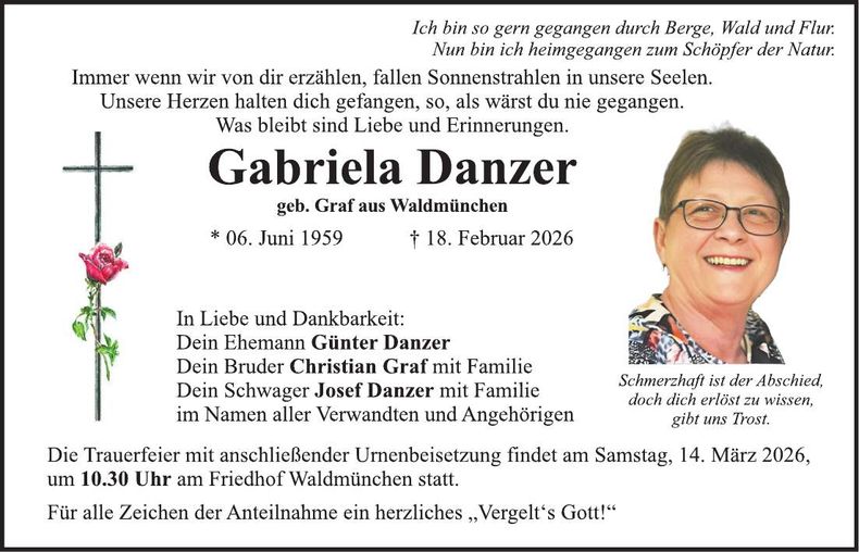 Traueranzeige Gabriela Danzer