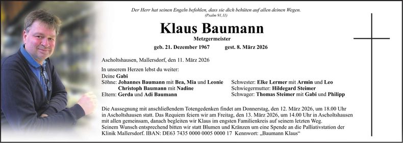 Traueranzeige Klaus Baumann