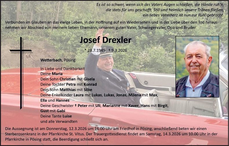Traueranzeige Josef Drexler