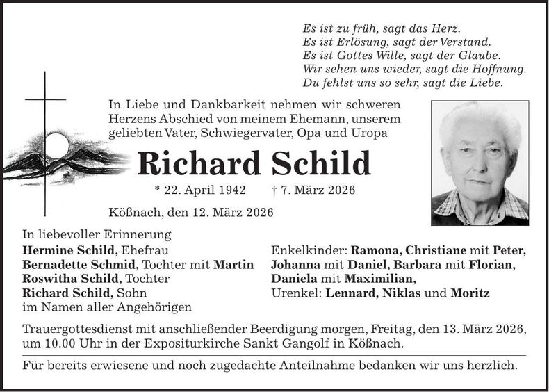 Traueranzeige Richard Schmid