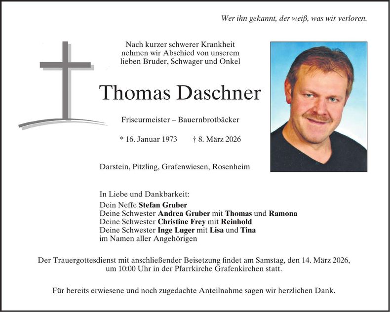 Traueranzeige Thomas Daschner