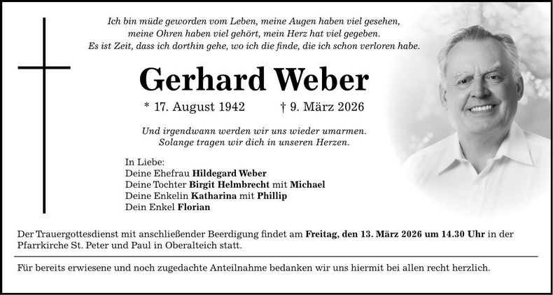 Traueranzeige Gerhard Weber