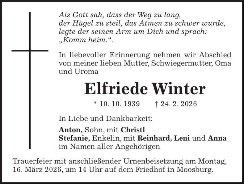 Traueranzeige Elfriede Winter