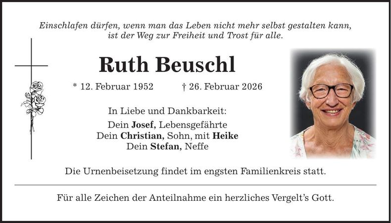 Traueranzeige Ruth Beuschl