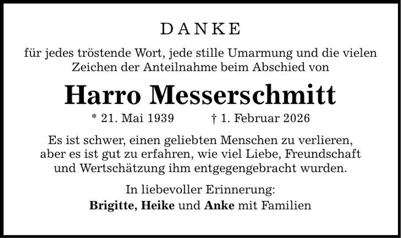 Traueranzeige Harro Messerschmitt