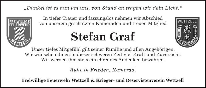 Traueranzeige Stefan Graf