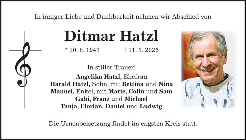 Traueranzeige Ditmar Hatzl