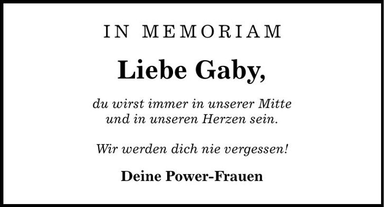 Traueranzeige Gaby Rinder