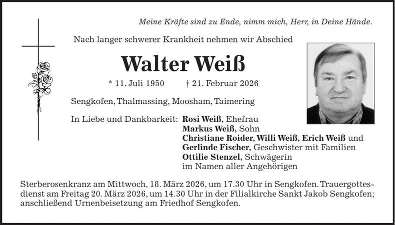 Traueranzeige Walter Weiß