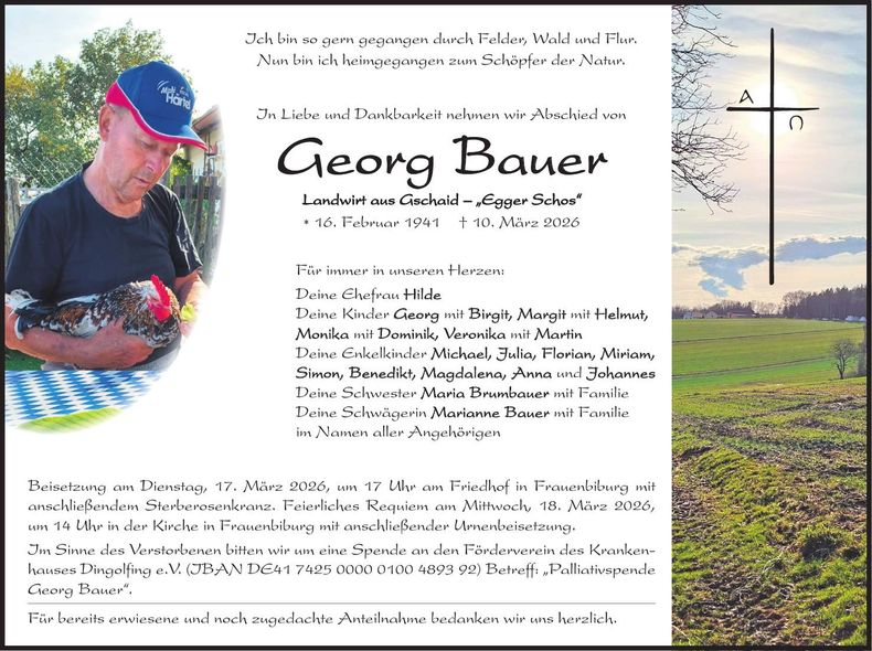 Traueranzeige Georg Bauer