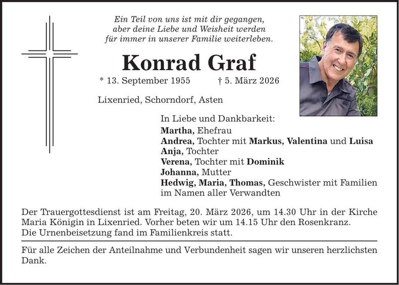 Traueranzeige Konrad Graf