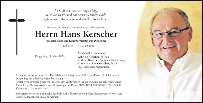 Traueranzeige Hans Kerscher